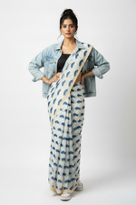 Load image into Gallery viewer, Taxi Cotton Saree Blue
