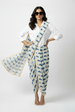 Load image into Gallery viewer, Taxi Cotton Saree Blue
