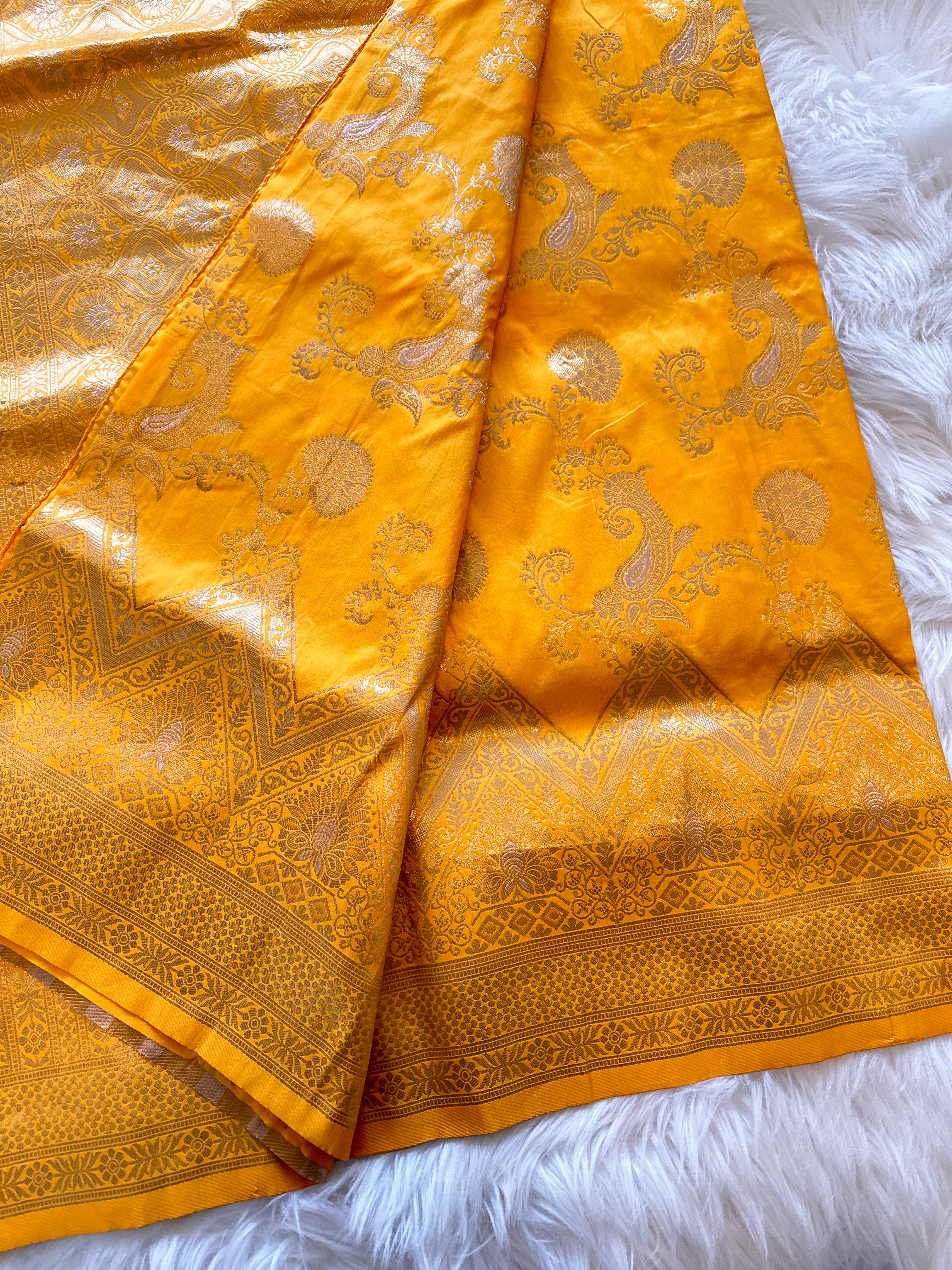 Banarasi Silk Saree - Marigold Yellow