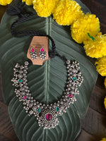 Load image into Gallery viewer, Short Saaz Necklace Antique Silver 3
