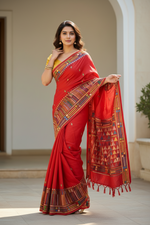 Load image into Gallery viewer, Kantha Silk Saree - Red
