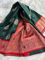 Load image into Gallery viewer, Banarasi Semi Silk Saree - Green
