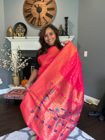 Load image into Gallery viewer, Designer Paithani Saree - Coral (Aboli)
