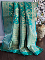Load image into Gallery viewer, Banarasi Silk Saree - Teal
