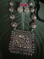 Load image into Gallery viewer, Long Saaz Necklace Antique Silver
