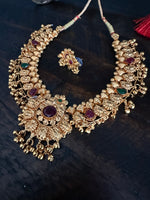 Load image into Gallery viewer, Saaz Necklace Antique Gold 1
