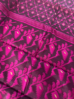 Load image into Gallery viewer, Jamdani Woven Saree - wine and pink
