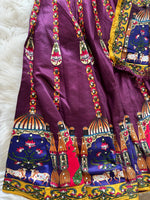 Load image into Gallery viewer, Digital Print Mirrorwork Satin Silk Skirt Set 3
