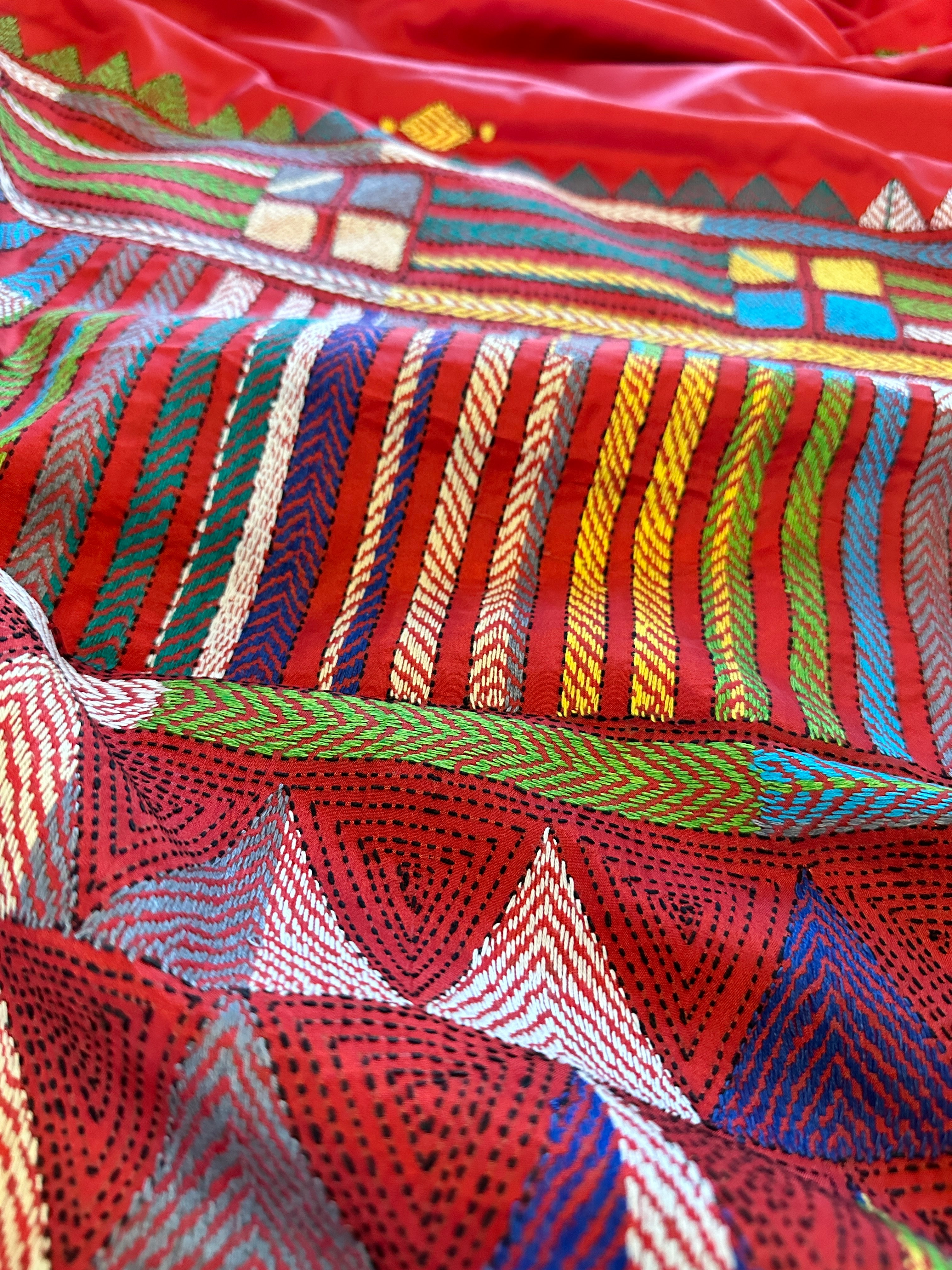 Kantha Silk Saree - Red