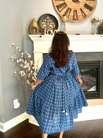 Load image into Gallery viewer, Cotton Block Print Dress - Indigo Blue
