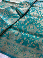 Load image into Gallery viewer, Banarasi Silk Saree - Teal
