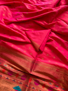 Designer Paithani Saree - Coral (Aboli)