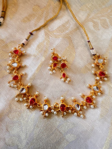 Tanmani Necklace Set - Ruby/White