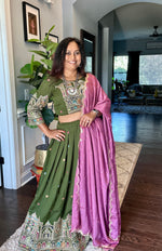 Load image into Gallery viewer, Jharokha Designer Silk Skirt Set
