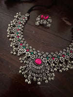 Load image into Gallery viewer, Short Saaz Necklace Antique Silver
