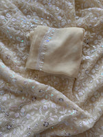 Load image into Gallery viewer, Georgette Chikanwork Saree - Ivory- Sitara Edition
