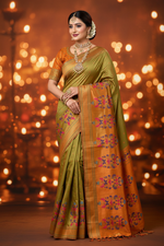 Load image into Gallery viewer, Designer Paithani Saree - Sage Green Dual Tone
