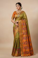 Load image into Gallery viewer, Designer Paithani Saree - Sage Green Dual Tone
