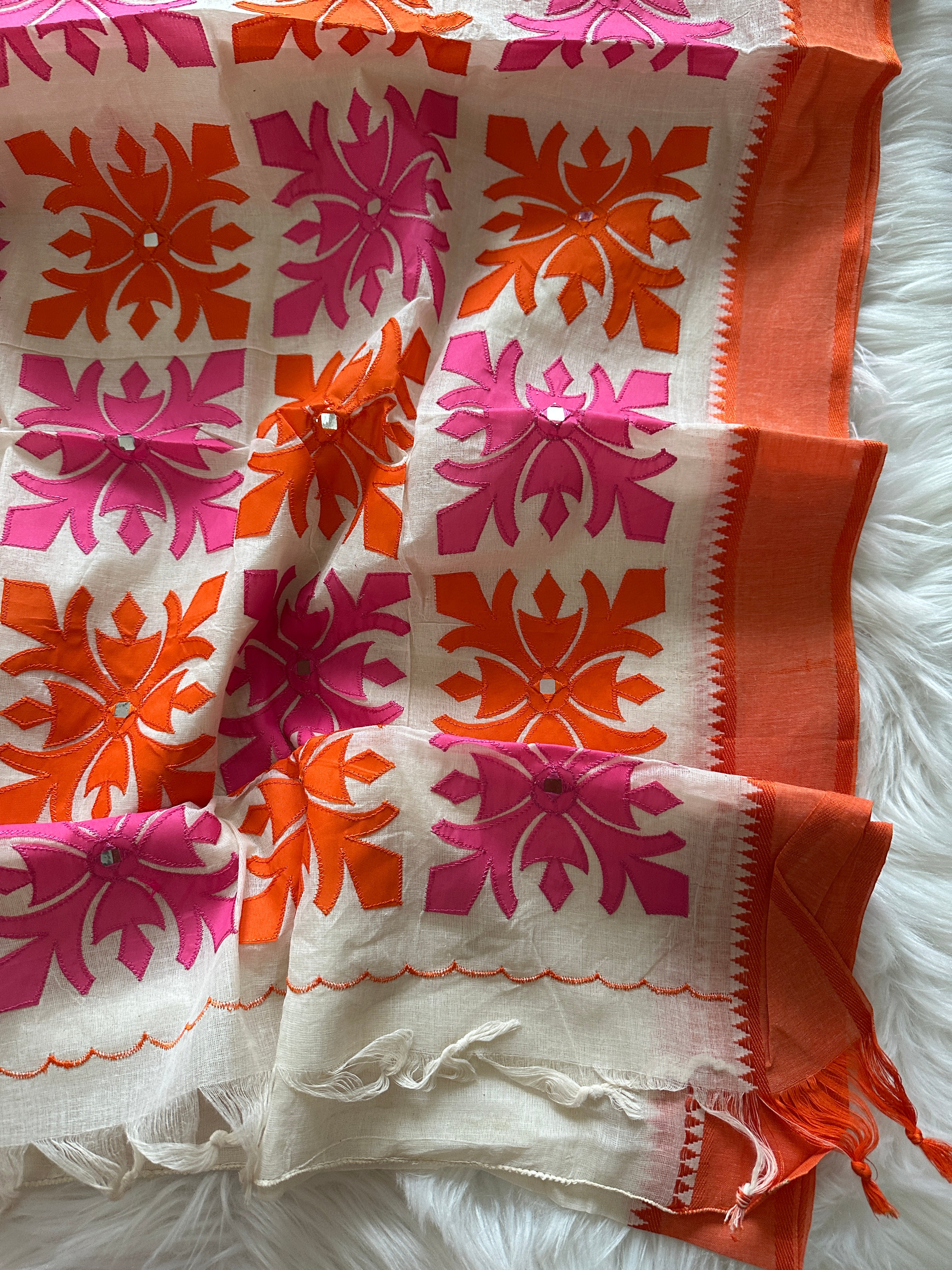 Calcutta Cotton Appliqué Work Saree