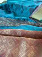Load image into Gallery viewer, Dola Silk Self Woven Saree - Teal Dual Tone
