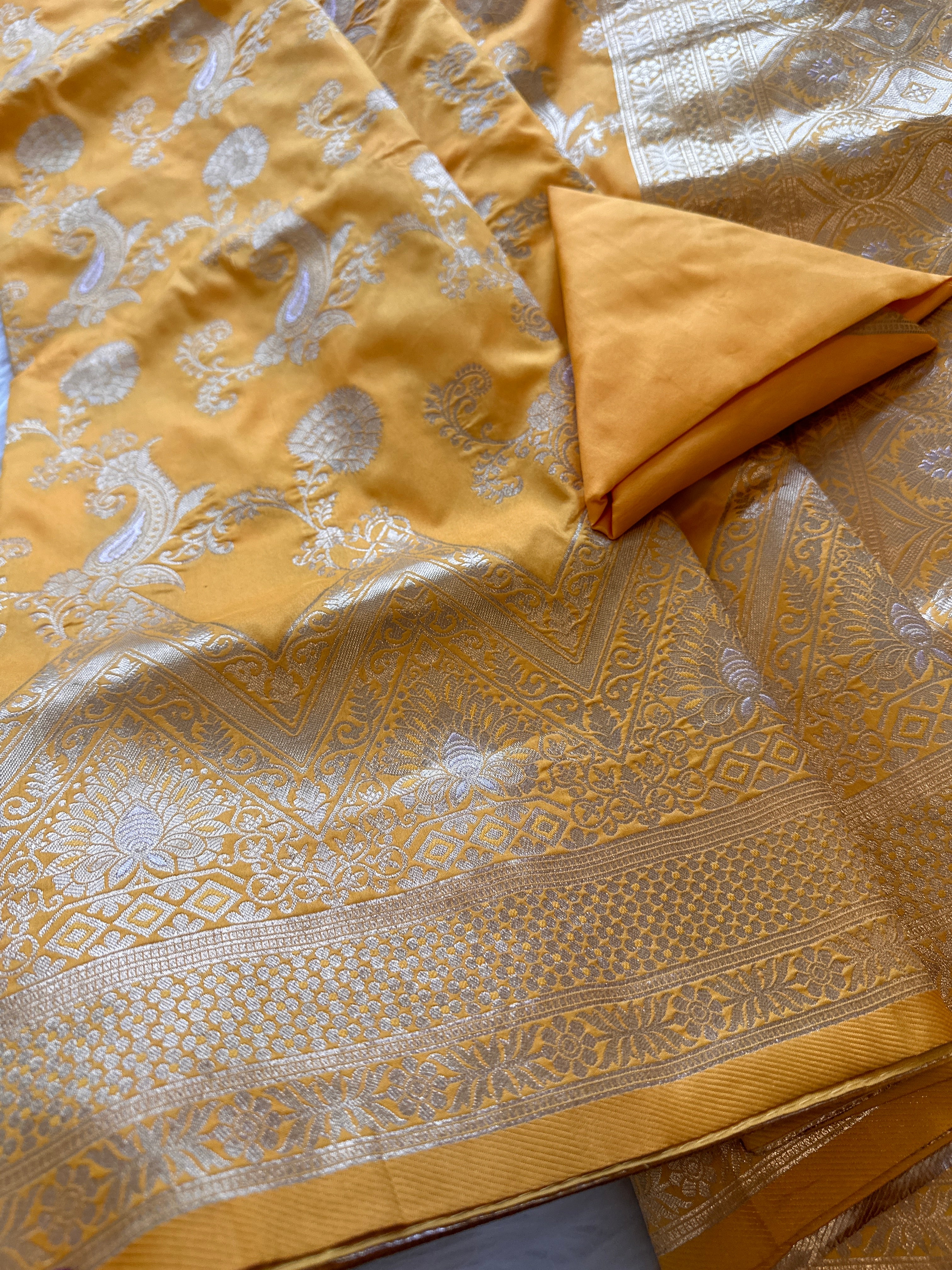 Banarasi Silk Saree - Marigold Yellow