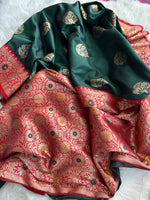 Load image into Gallery viewer, Banarasi Semi Silk Saree - Green
