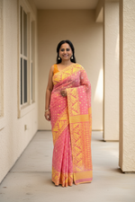 Load image into Gallery viewer, Jamdani Woven Saree - Blush-Yellow
