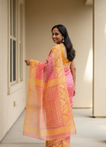 Load image into Gallery viewer, Jamdani Woven Saree - Blush-Yellow
