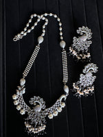 Load image into Gallery viewer, Peacock Stone Necklace Set - Black &amp; Clear
