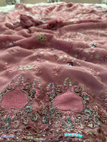 Load image into Gallery viewer, Georgette Sequin Saree - Mauve - Sitara Edition
