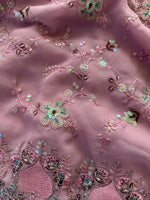 Load image into Gallery viewer, Georgette Sequin Saree - Mauve - Sitara Edition
