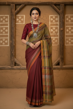 Load image into Gallery viewer, Bhujodi Tussor Saree - Heritage Weave
