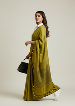 Load image into Gallery viewer, Cotton Handloom Plain Saree - Yellow green
