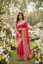 Load image into Gallery viewer, Silk Linen Saree - Pink
