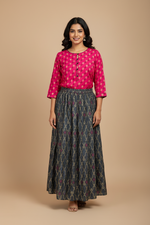 Load image into Gallery viewer, Kurta &amp; Palazzo Set - Pink/Grey

