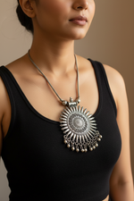Load image into Gallery viewer, Sun Chain Necklace Silver Polish
