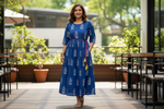 Load image into Gallery viewer, Cotton Block Print Dress - Indigo Blue
