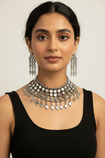Load image into Gallery viewer, Mirror Choker Necklace Silver Polish
