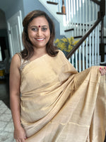 Load image into Gallery viewer, Metallic Tissue Mulmul Saree - Gold
