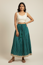 Load image into Gallery viewer, Block Printed Ajrakh Skirt - Teal
