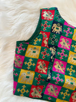 Load image into Gallery viewer, Brocade Silk Patola Sleeveless Blouse - Multicolor
