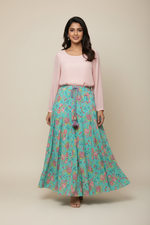 Load image into Gallery viewer, Printed Floral Skirt - Sea Green
