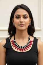 Load image into Gallery viewer, Silver tone Kundan Necklace Set
