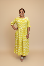 Load image into Gallery viewer, Cotton Dress - Lime Yellow
