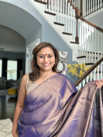 Load image into Gallery viewer, Metallic Tissue Mulmul Saree - Purple
