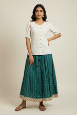 Load image into Gallery viewer, Block Printed Ajrakh Skirt - Teal

