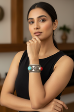Load image into Gallery viewer, Antique German Silver Kutch Cuff
