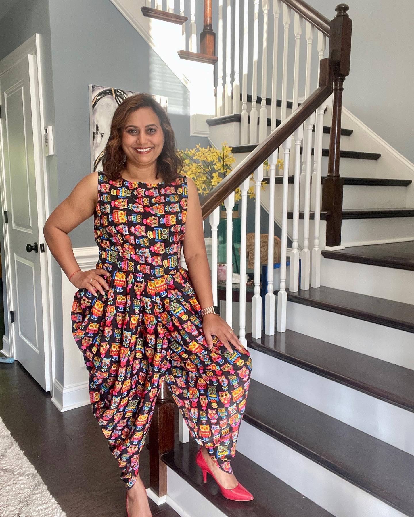 Dhoti Jumpsuit - Owl print