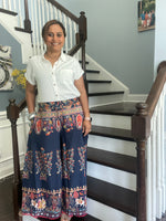 Load image into Gallery viewer, Printed Cotton Palazzo - Navy
