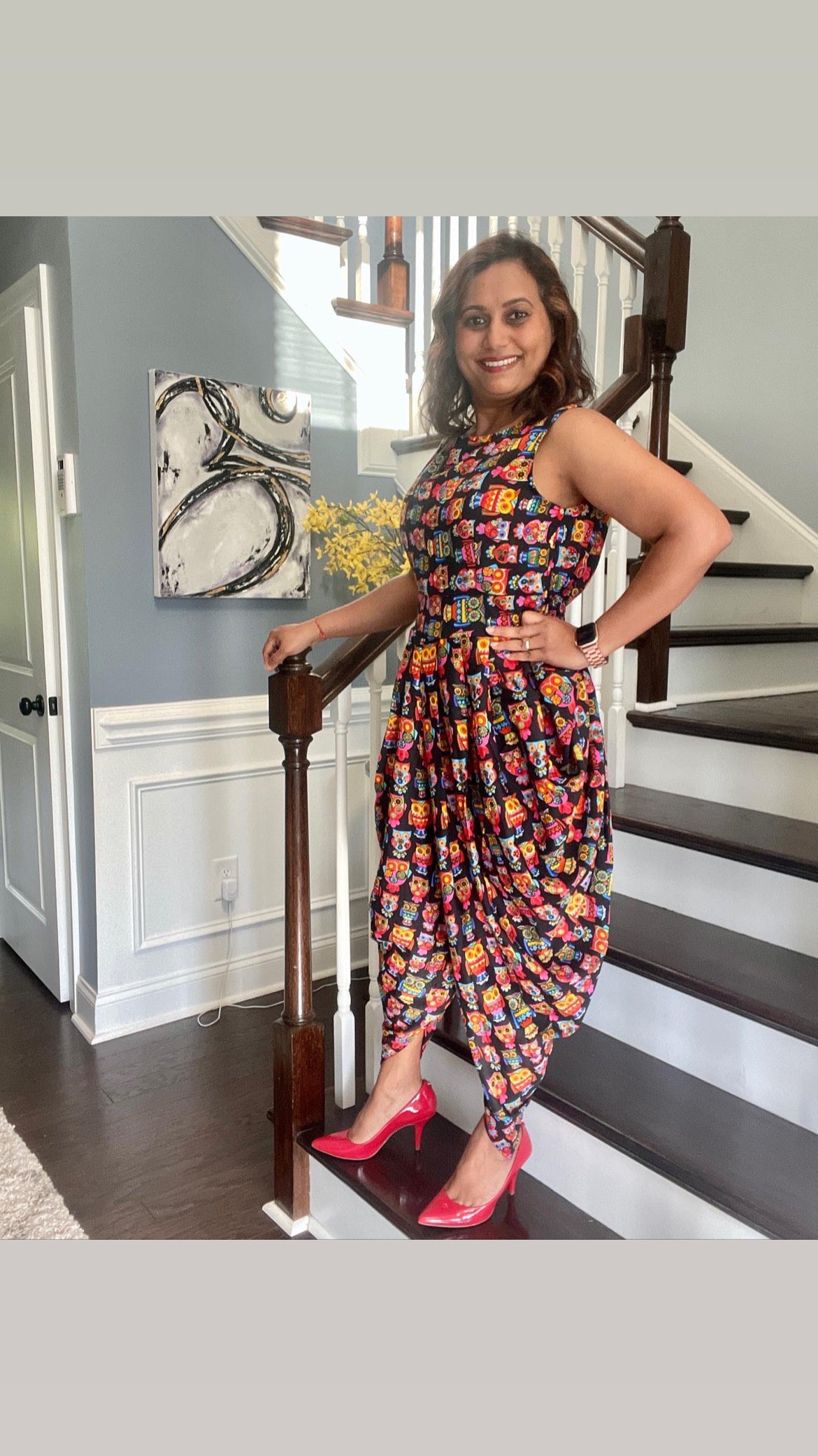 Dhoti Jumpsuit - Owl print